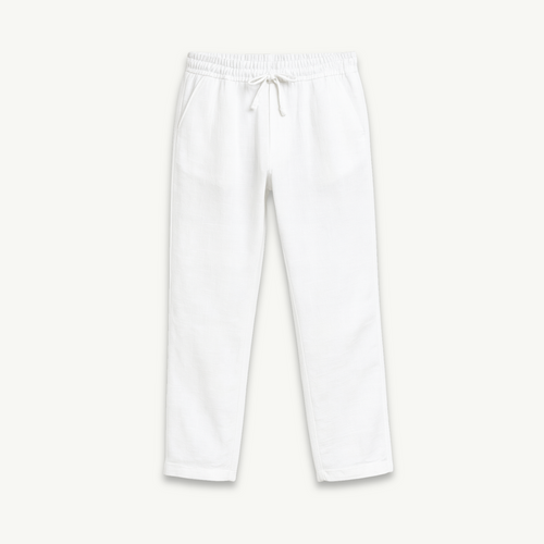 Relaxed Fit Linen Pants - White
