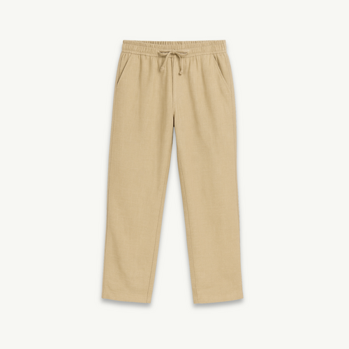 Relaxed Fit Linen Pants - Khaki