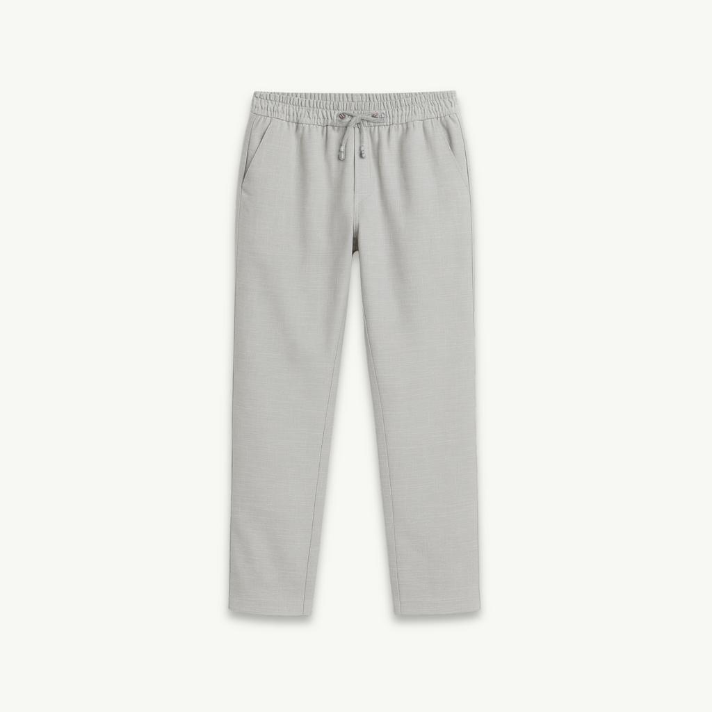 Relaxed Fit Linen Pants - Grey