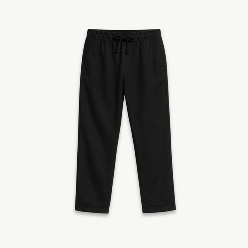 Relaxed Fit Linen Pants - Black