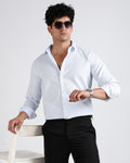 Tailored Fit Striped Linen Shirt - Light Blue
