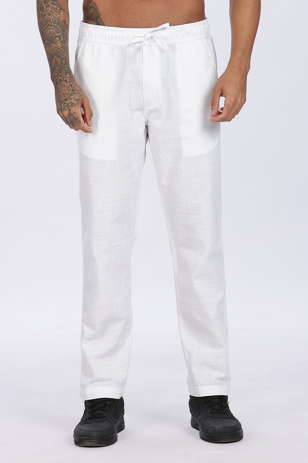 Relaxed Fit Linen Pants - White