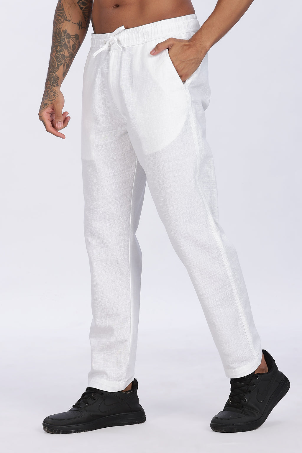 Relaxed Fit Linen Pants - White