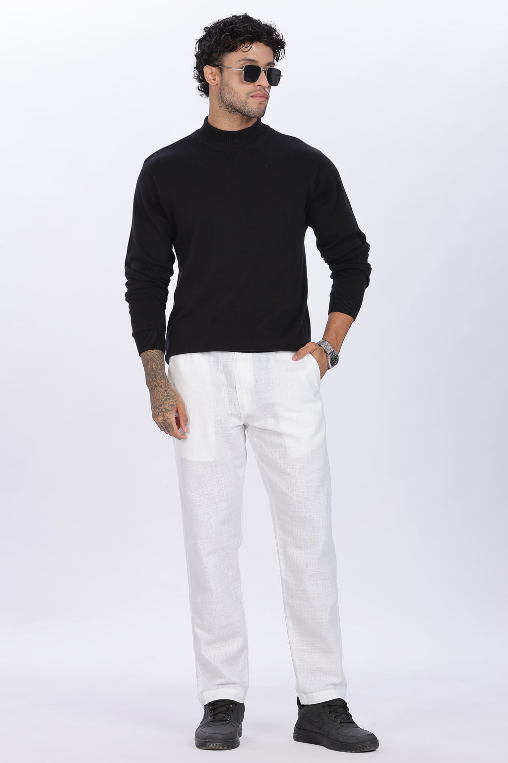 Relaxed Fit Linen Pants - White