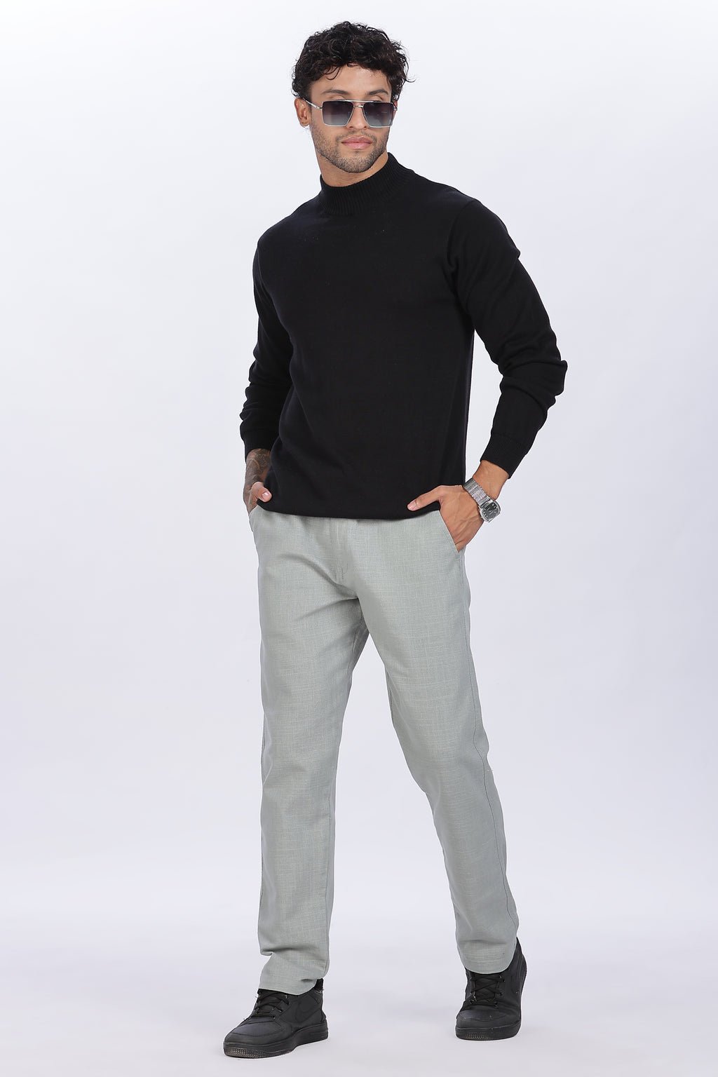 Relaxed Fit Linen Pants - Light Green