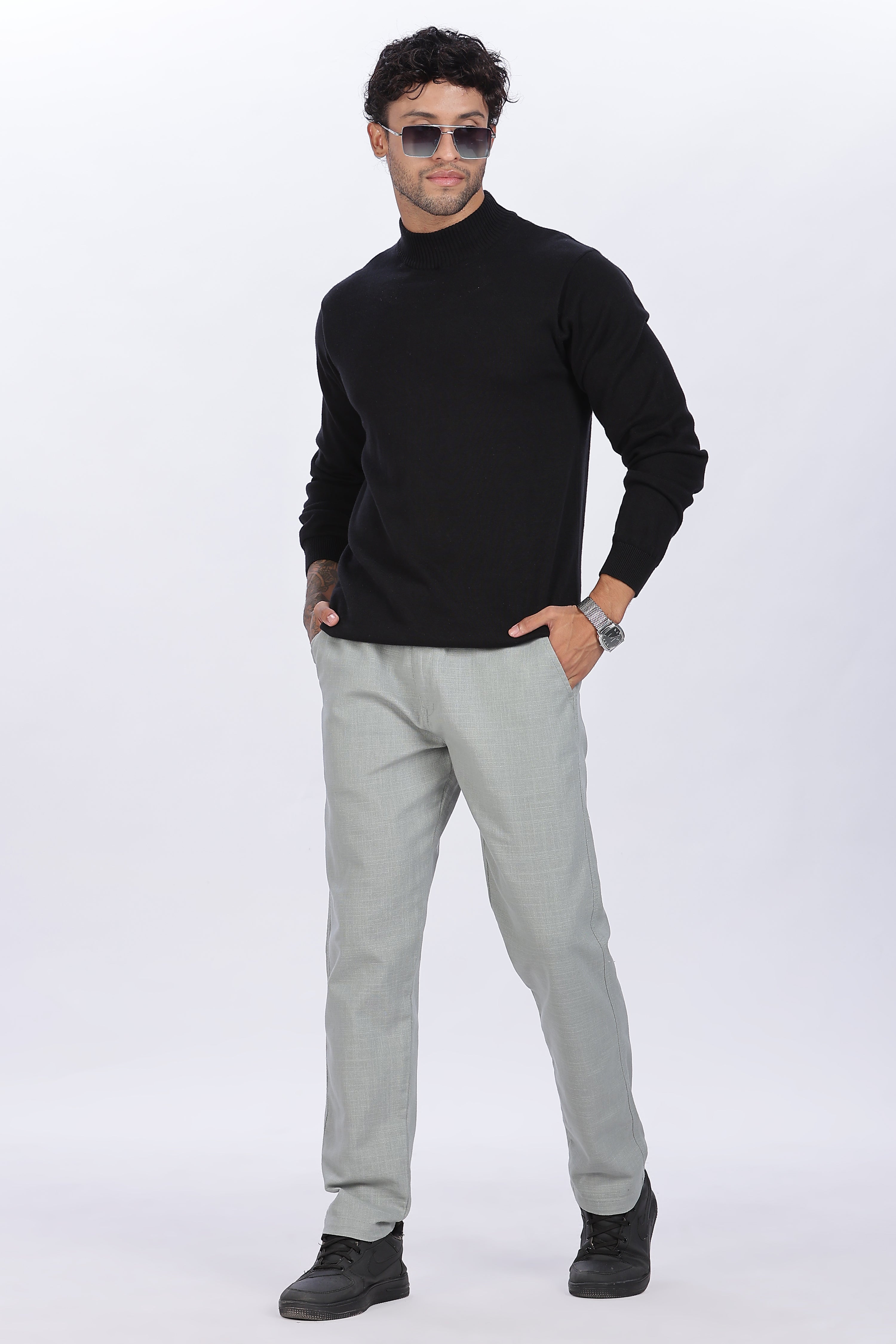 Relaxed Fit Linen Pants - Light Green
