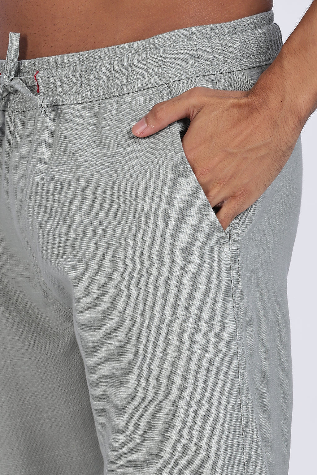 Relaxed Fit Linen Pants - Light Green