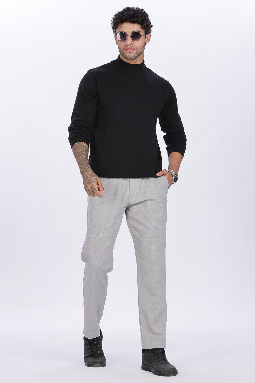 Relaxed Fit Linen Pants - Grey