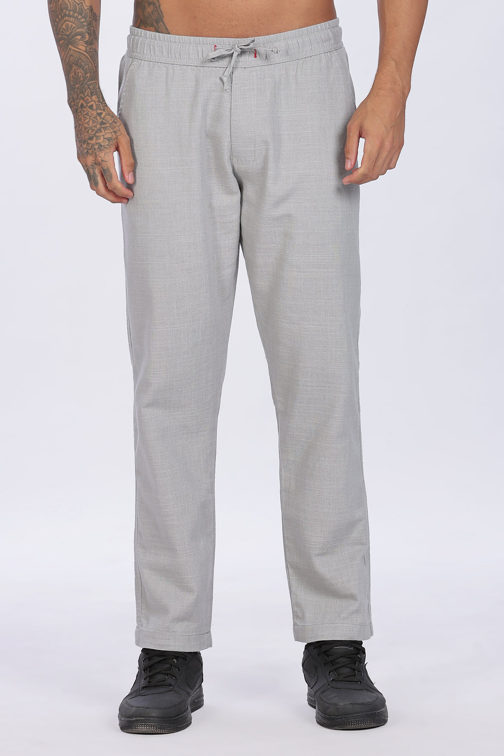 Relaxed Fit Linen Pants - Grey