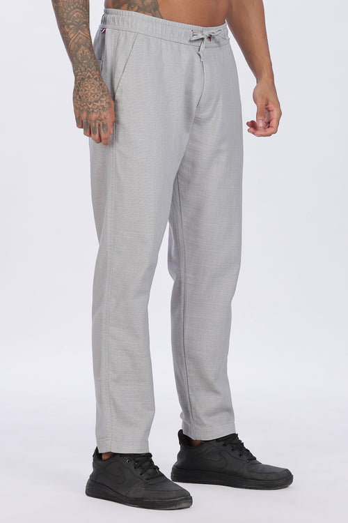 Relaxed Fit Linen Pants - Grey