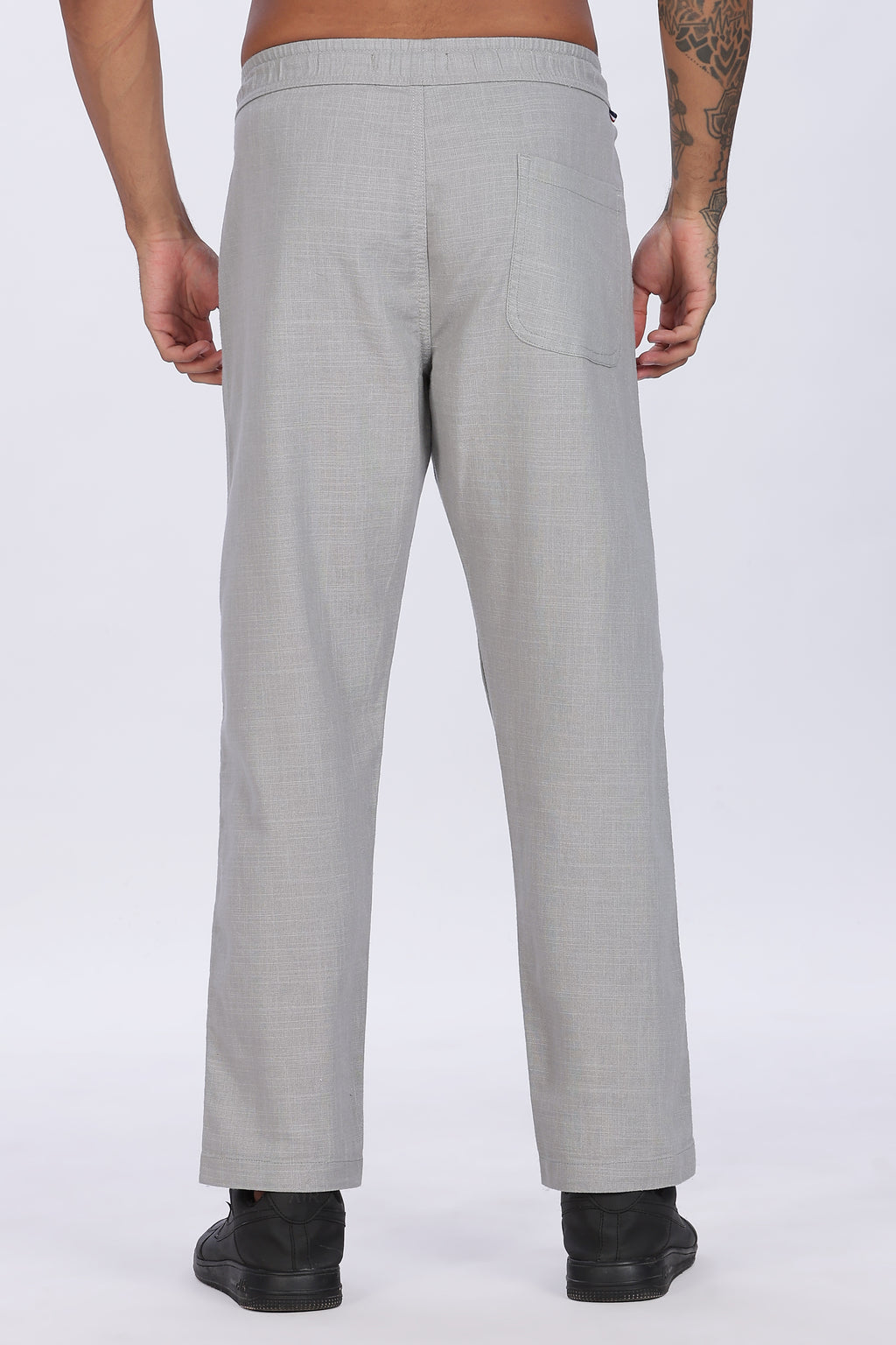 Relaxed Fit Linen Pants - Grey