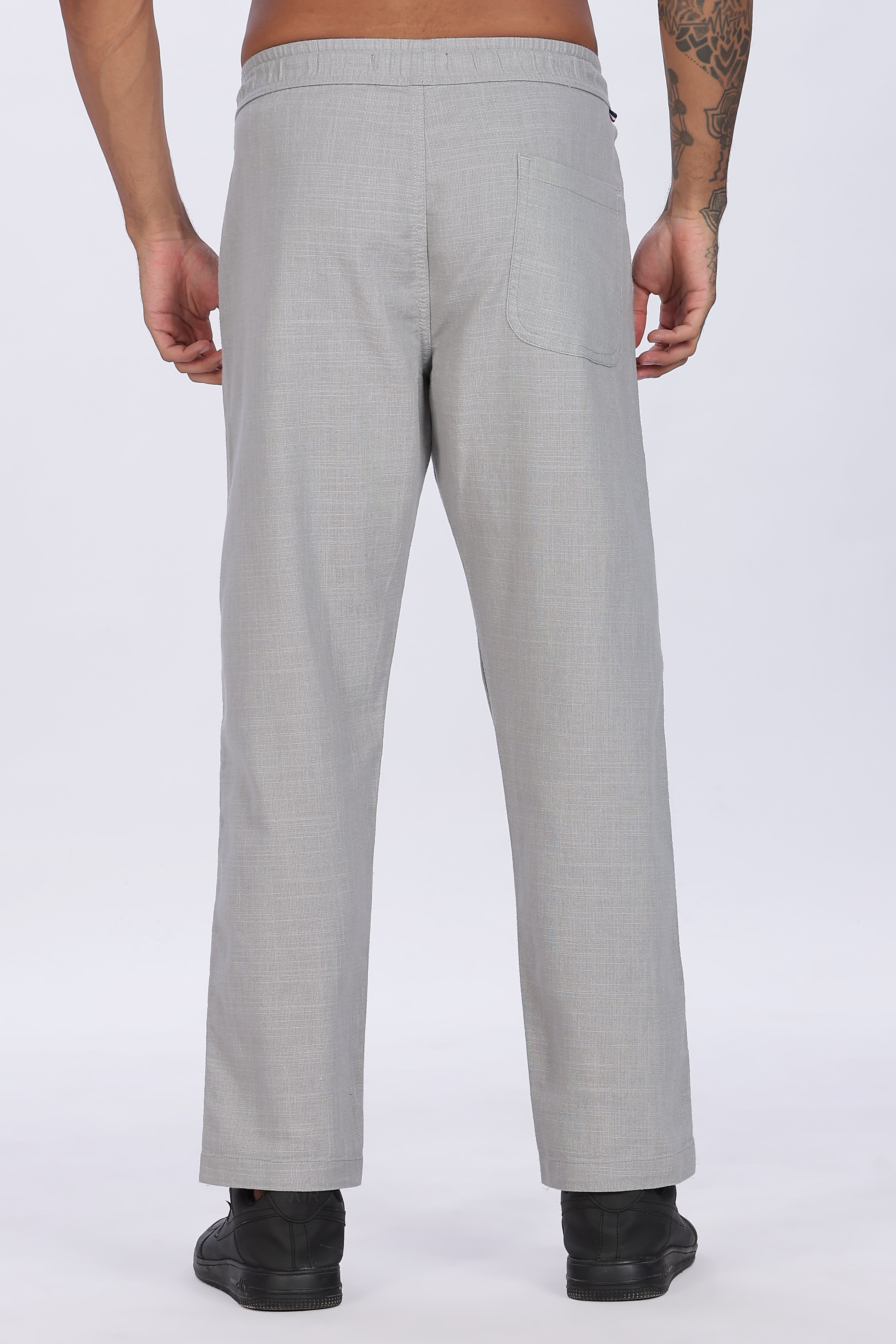 Relaxed Fit Linen Pants - Grey