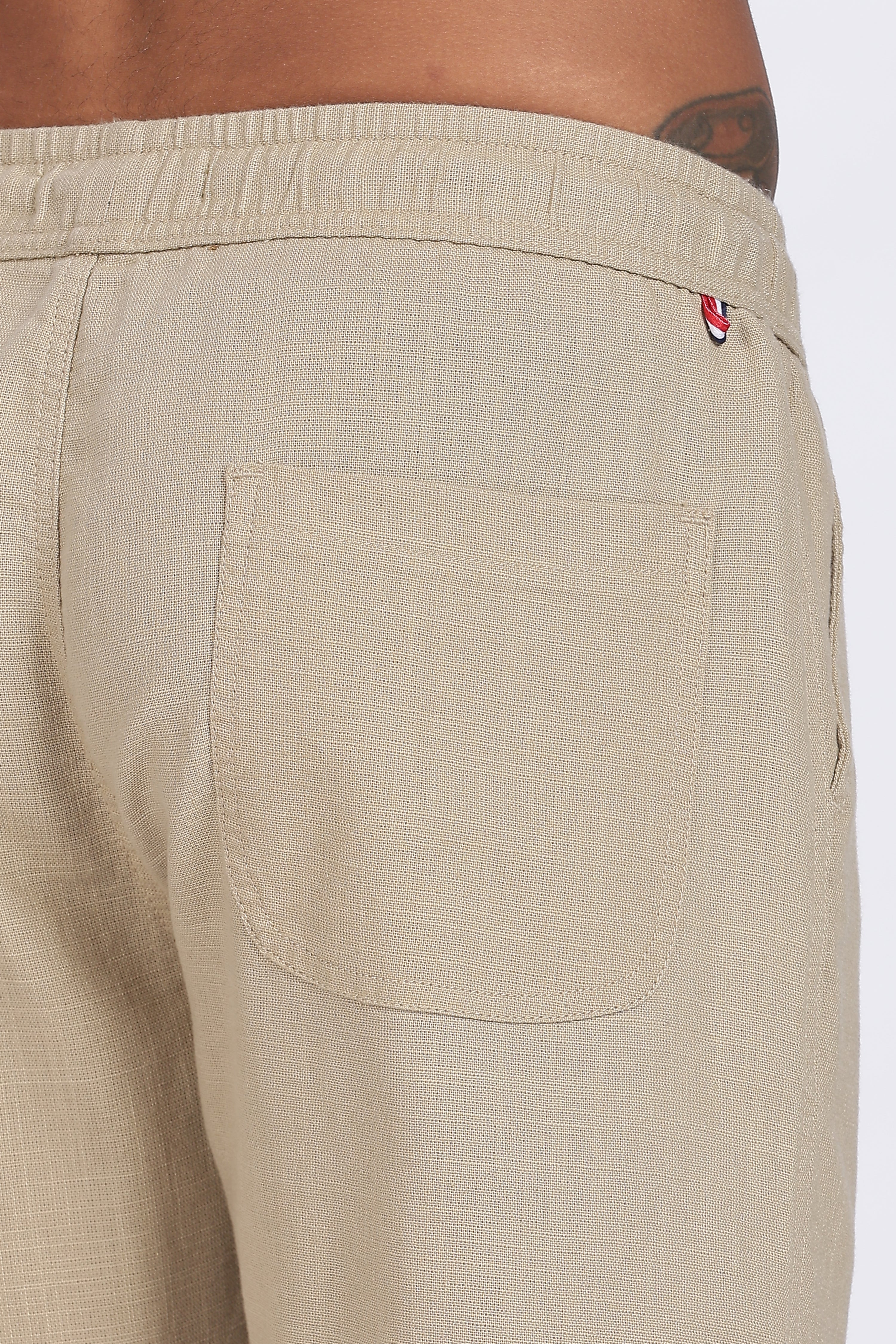 Relaxed Fit Linen Pants - Khaki