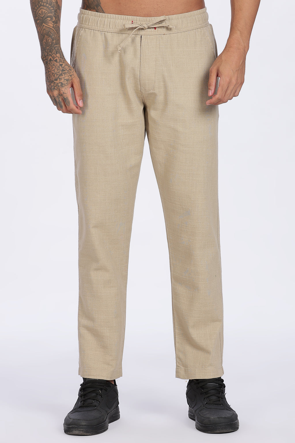 Relaxed Fit Linen Pants - Khaki