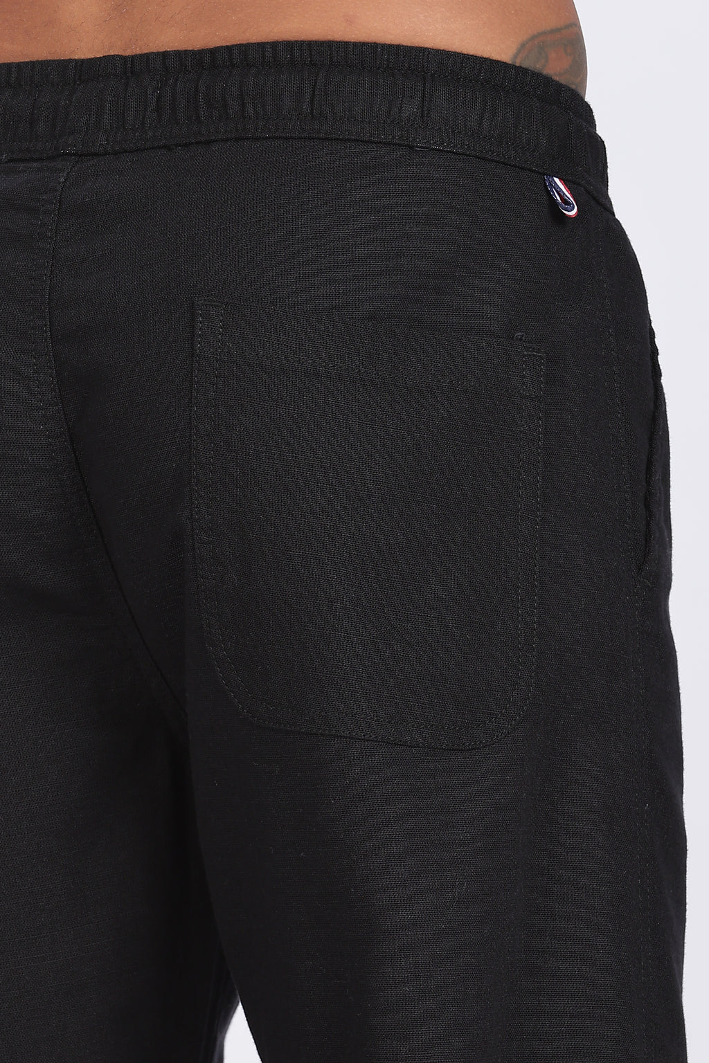 Relaxed Fit Linen Pants - Black