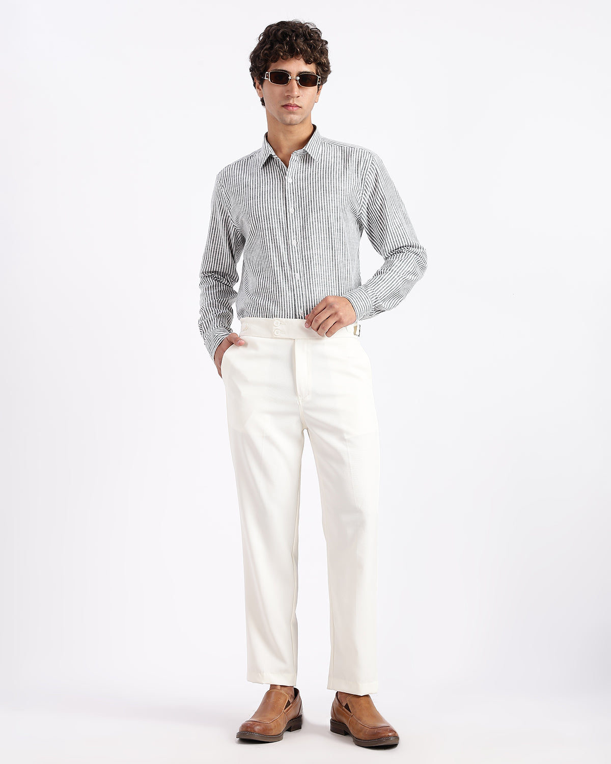 Tapered Fit Gurkha Pants - White