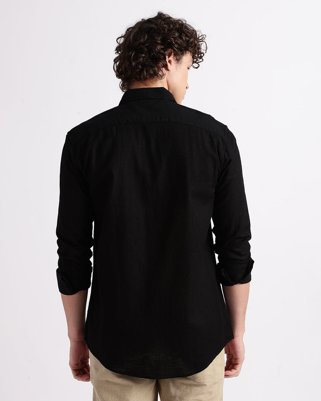Tailored Fit Linen Shirt - Black
