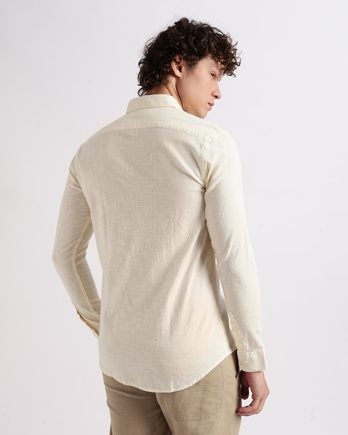 Tailored Fit Linen Shirt - Cream