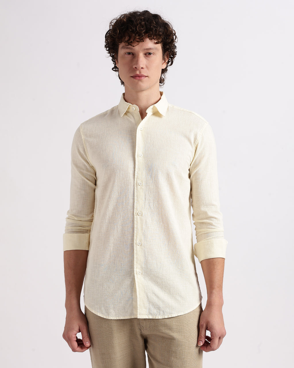 Tailored Fit Linen Shirt - Cream