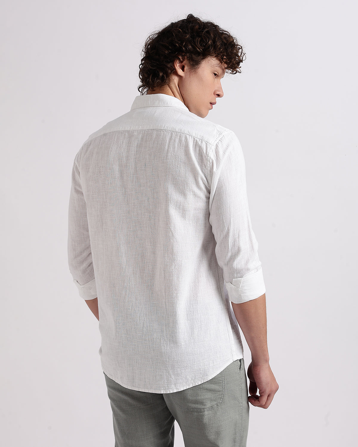 Tailored Fit Linen Shirt - White