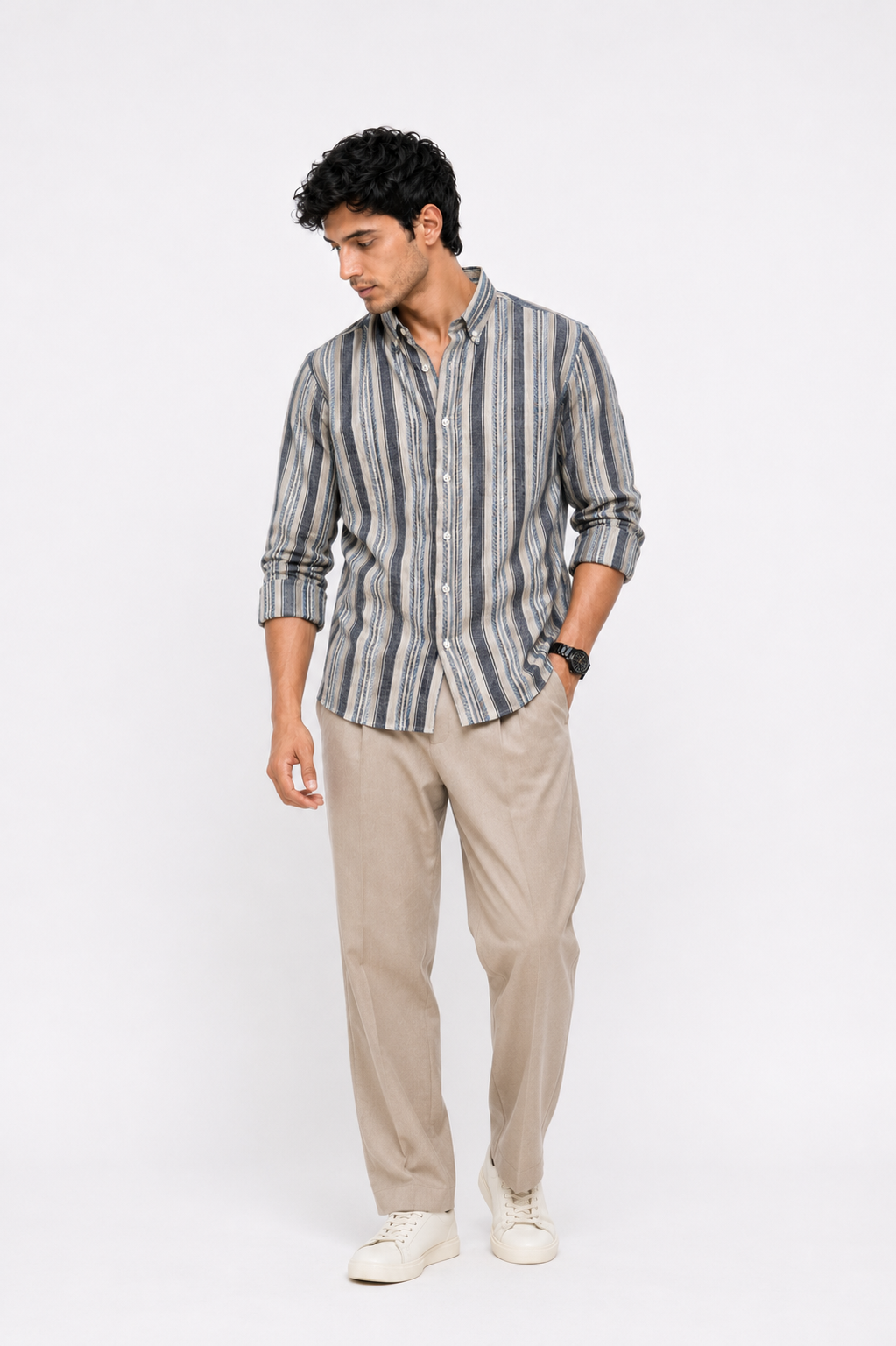 Tailored Striped Linen Shirt - Jute