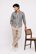 Tailored Striped Linen Shirt - Jute