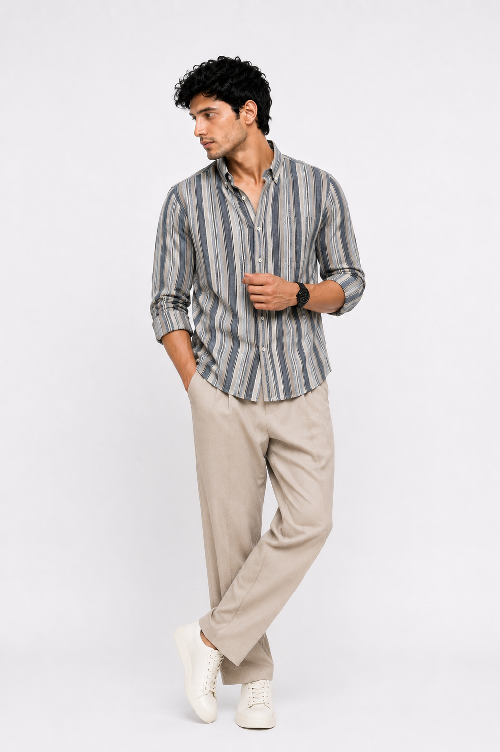 Tailored Striped Linen Shirt - Jute