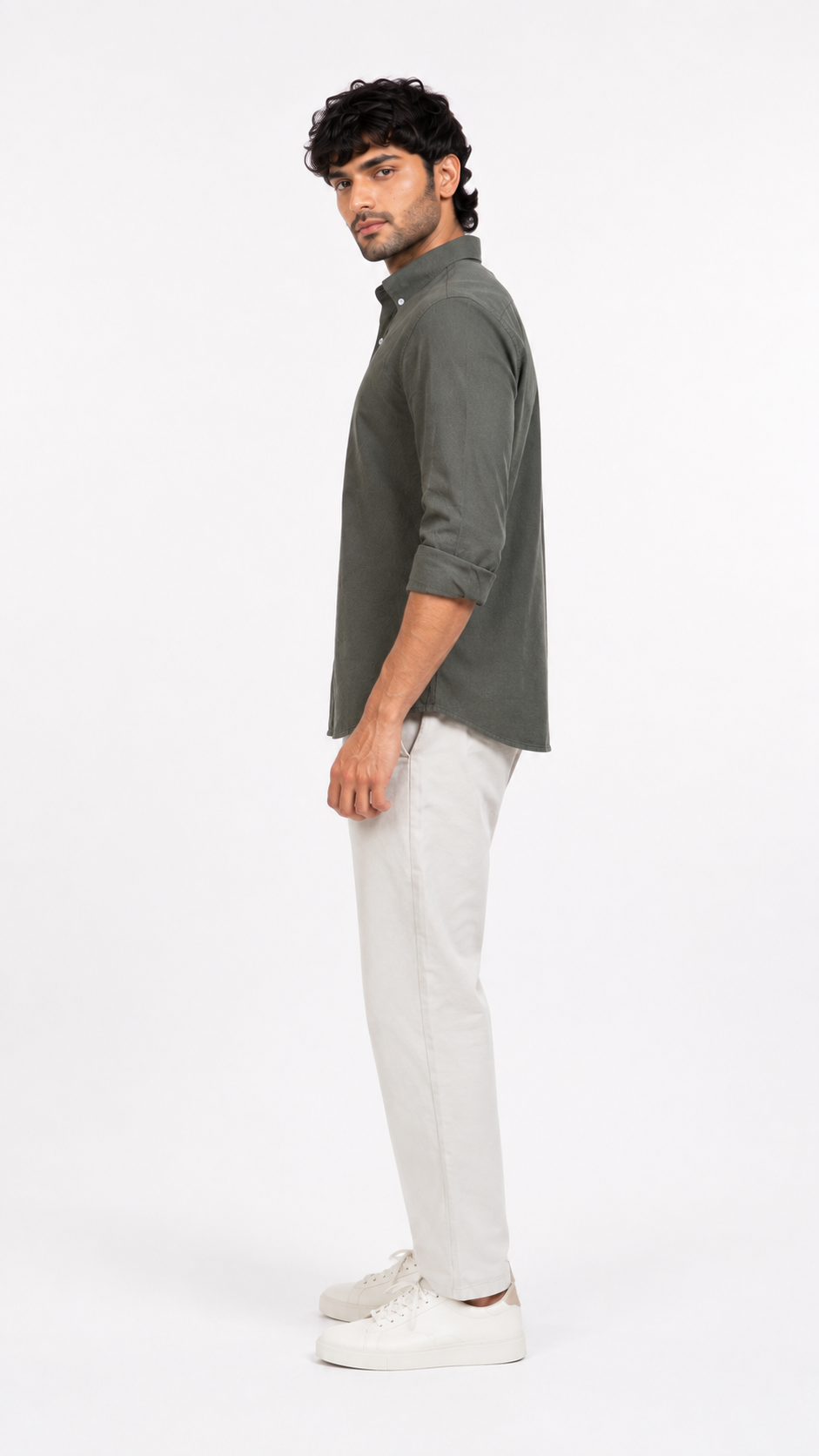 Tailored Dot Linen Shirt - Light Green