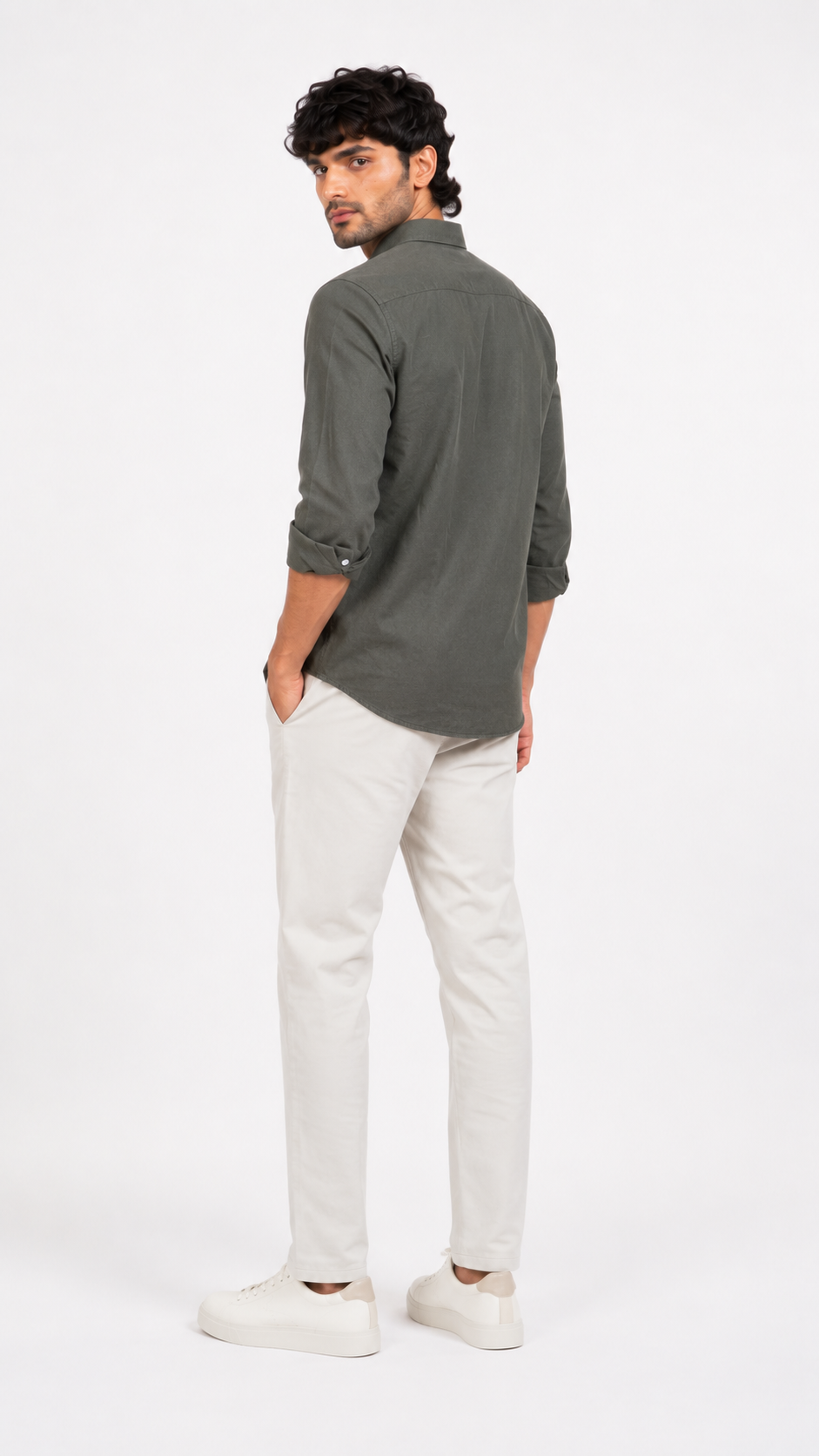 Tailored Dot Linen Shirt - Light Green