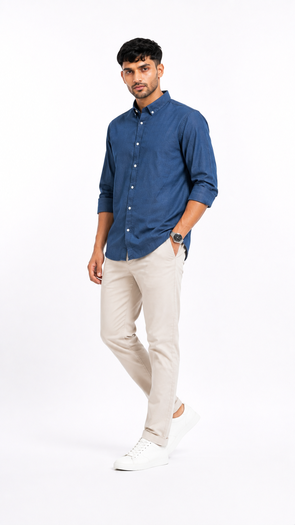 Tailored Fit Linen Shirt - Royal Blue