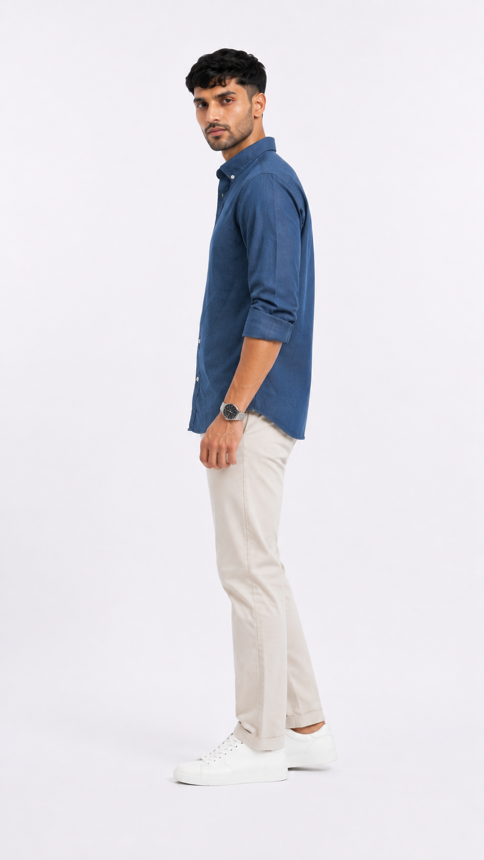 Tailored Fit Linen Shirt - Royal Blue