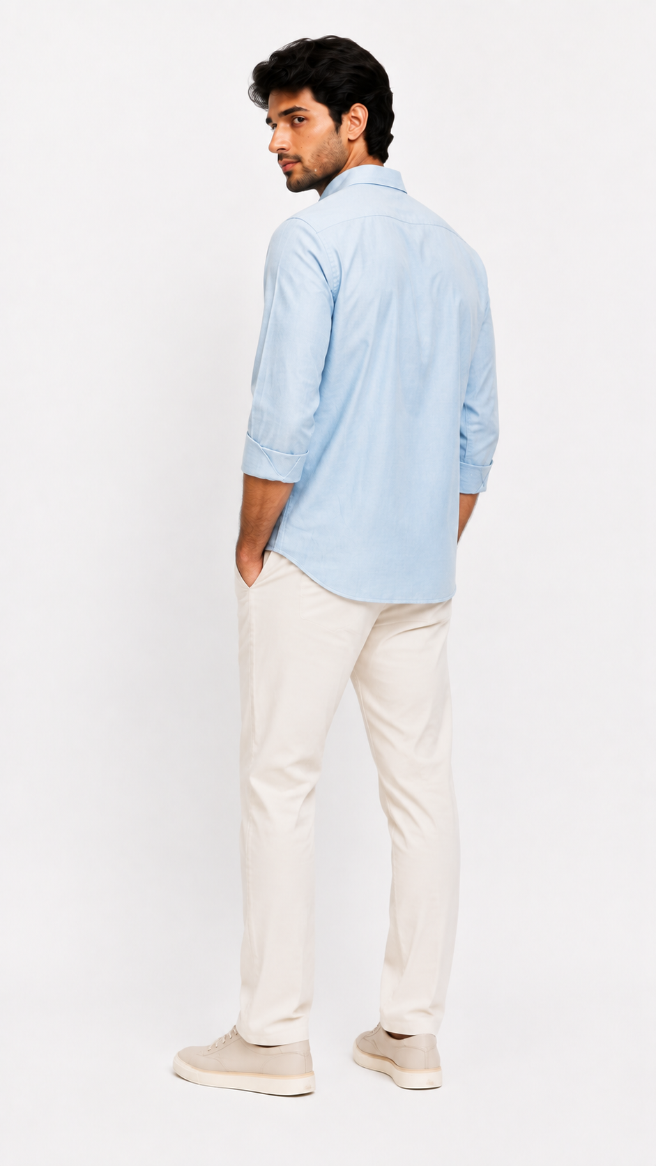 Tailored Fit Linen Shirt - Light Blue