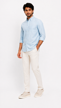 Tailored Fit Linen Shirt - Light Blue