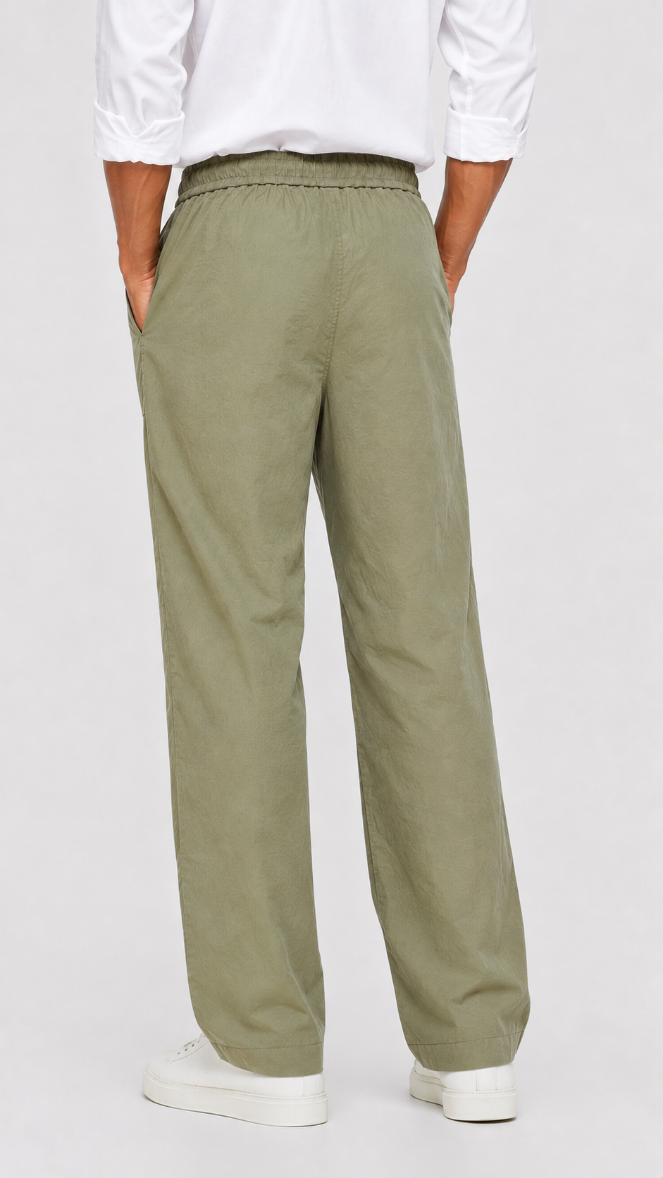 Relaxed Fit Linen Pants - Green