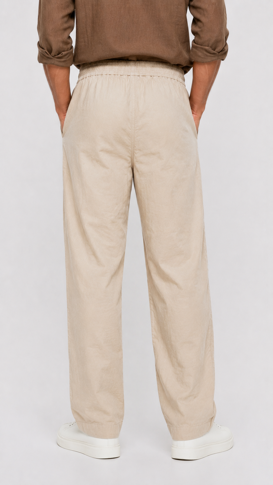Relaxed Fit Linen Pants - Beige