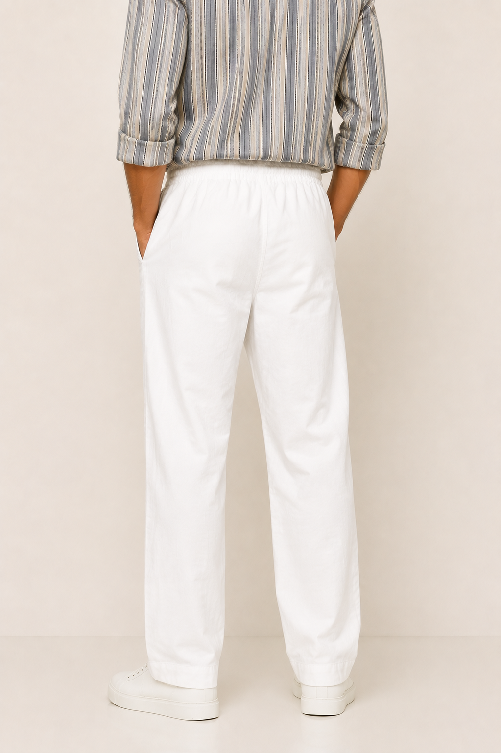 Relaxed Fit Linen Pants - White