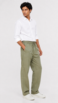 Relaxed Fit Linen Pants - Green