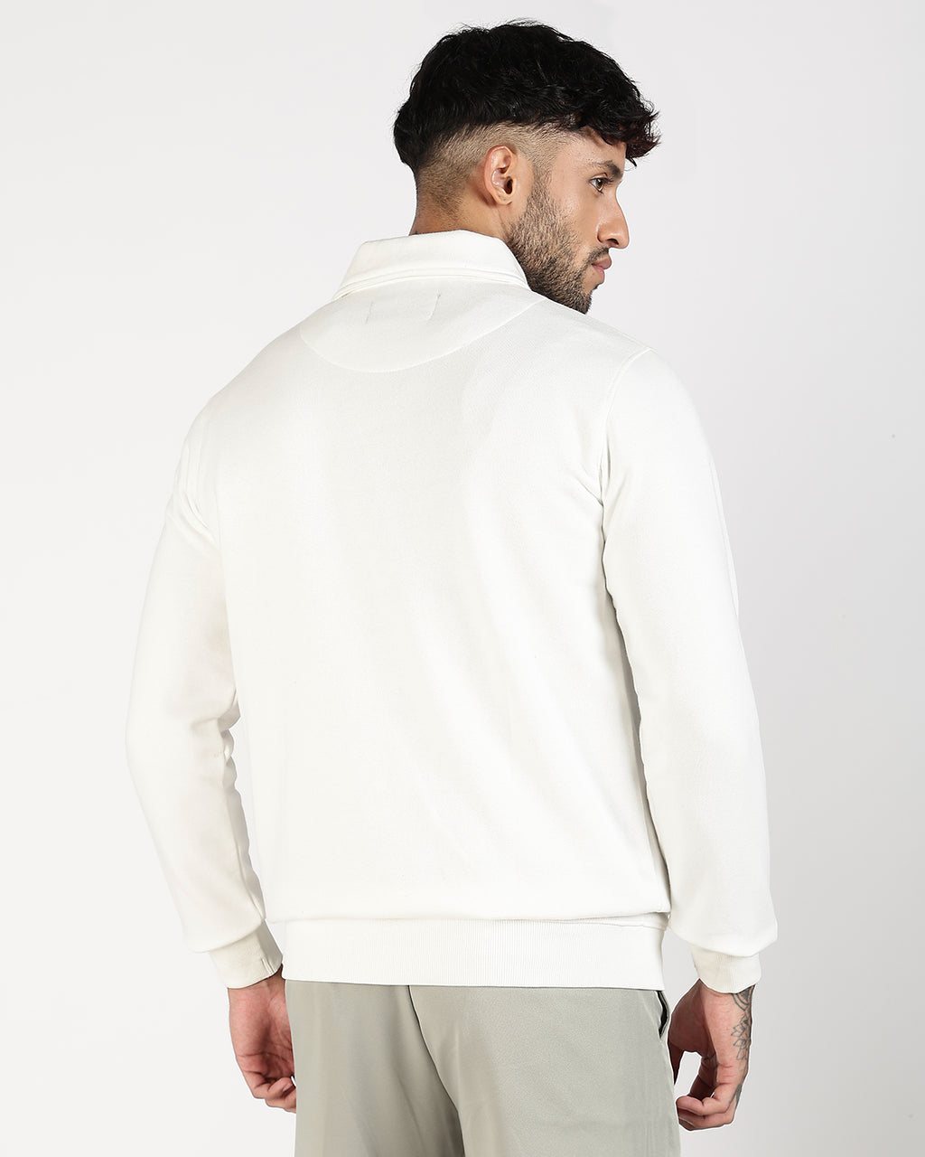 Relaxed Fit Buttoned Sweatshirt - White