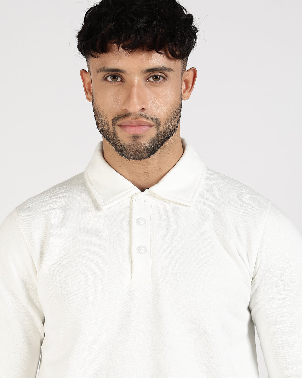 Relaxed Fit Buttoned Sweatshirt - White