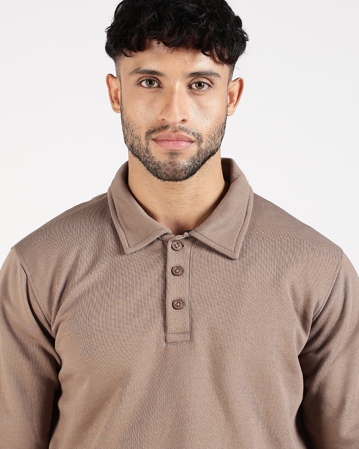 Relaxed Fit Buttoned Sweatshirt - Taupe
