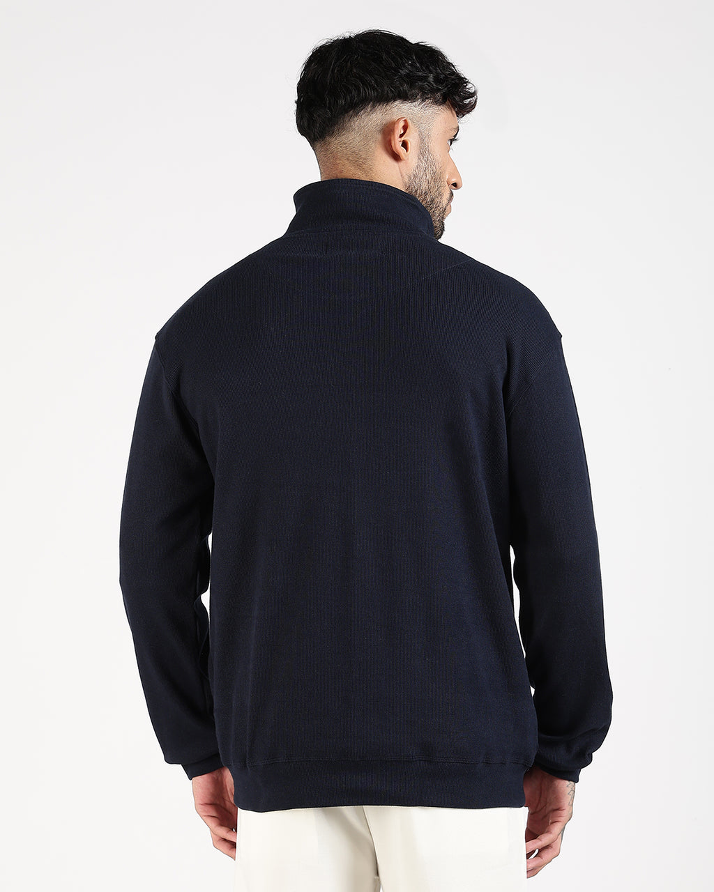 Regular Fit Quarter Zip Sweatshirt - Navy Blue