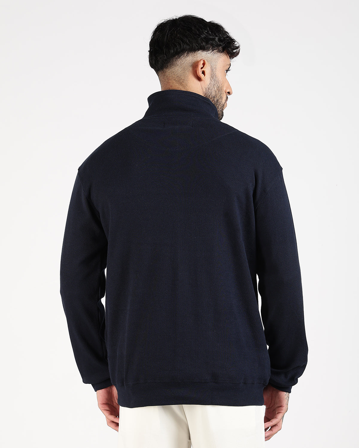 Regular Fit Quarter Zip Sweatshirt - Navy Blue