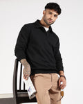 Relaxed Fit Buttoned Sweatshirt - Black