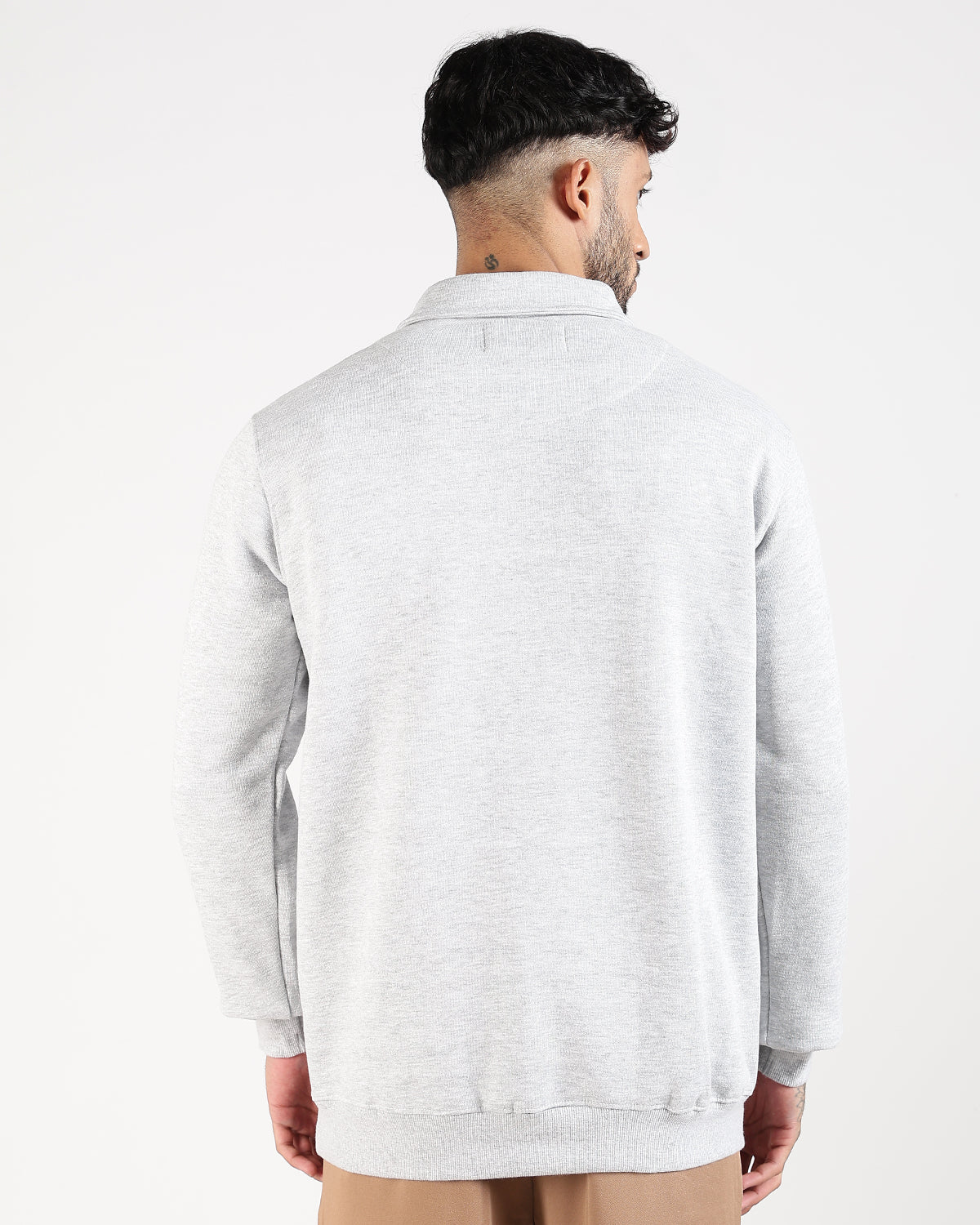 Relaxed Fit Buttoned Sweatshirt - Grey