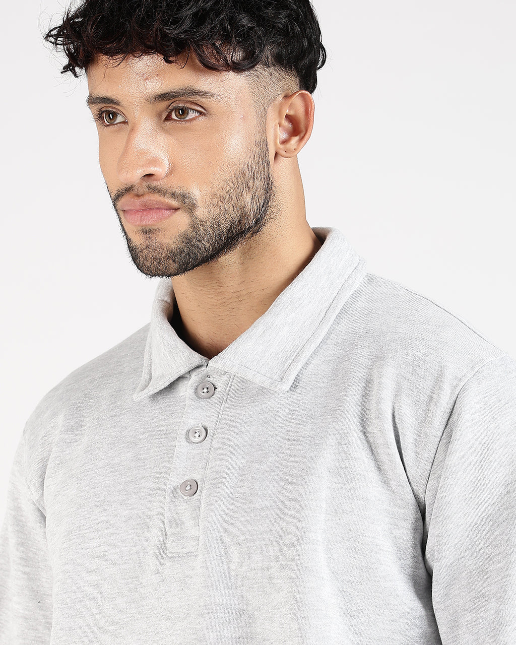 Relaxed Fit Buttoned Sweatshirt - Grey