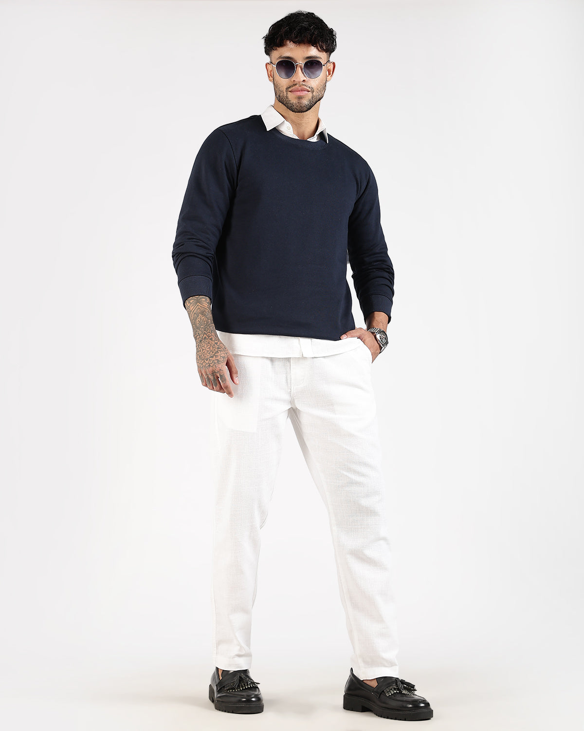 Relaxed Fit Sweatshirt - Navy Blue