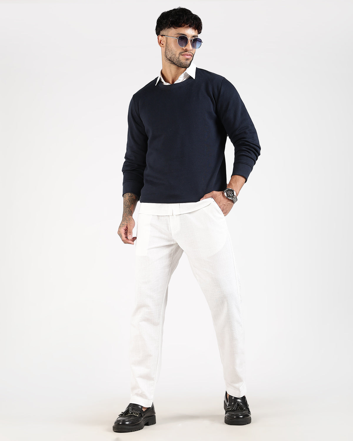 Relaxed Fit Sweatshirt - Navy Blue