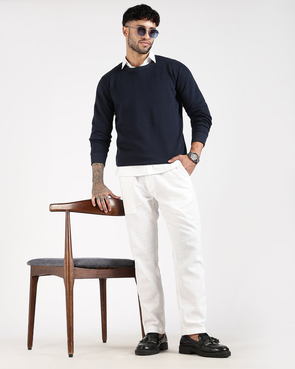 Relaxed Fit Sweatshirt - Navy Blue