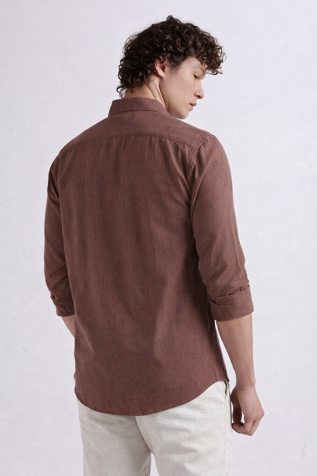 Tailored Fit Linen Shirt - Brown