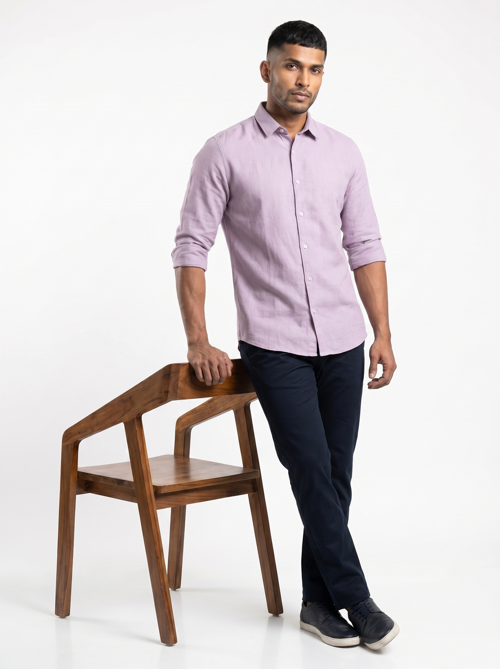 Tailored Fit Linen Shirt - Lavender